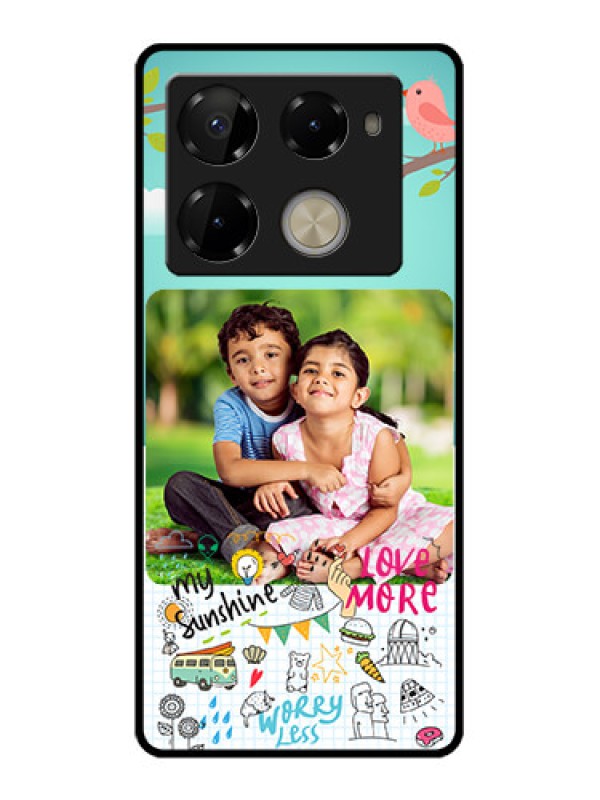 Custom Infinix Note 40 Pro Plus 5G Custom Glass Phone Case - Doodle Love Design