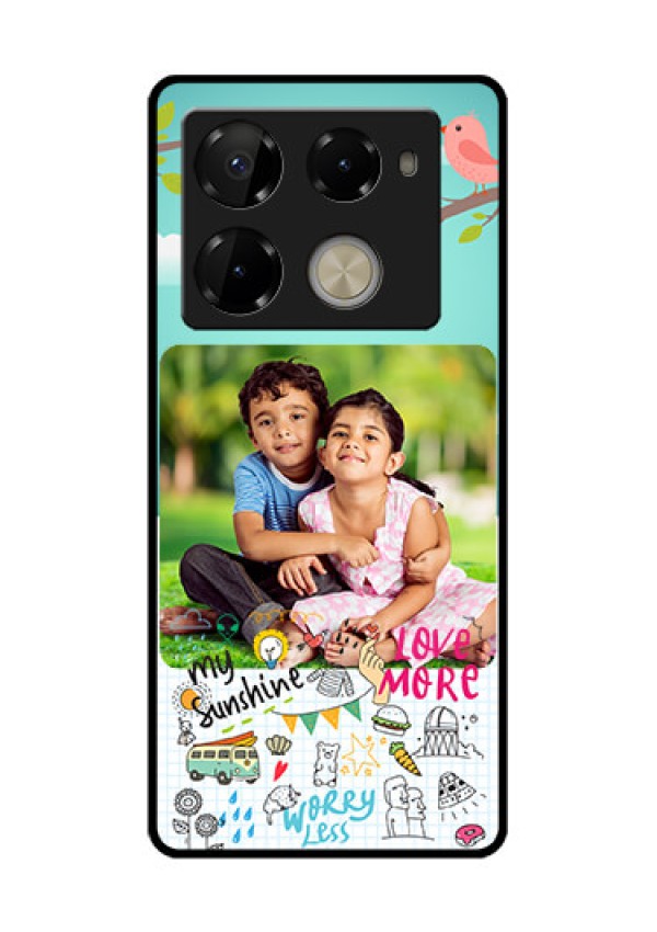 Infinix Note 40 Pro Plus 5G Custom Glass Phone Case - Doodle Love Design