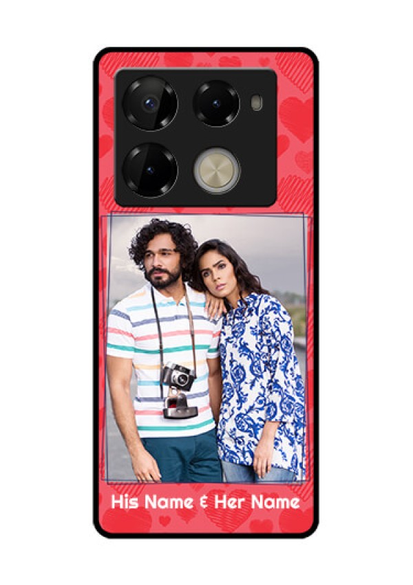 Infinix Note 40 Pro Plus 5G Custom Glass Phone Case - With Red Heart Symbols Design
