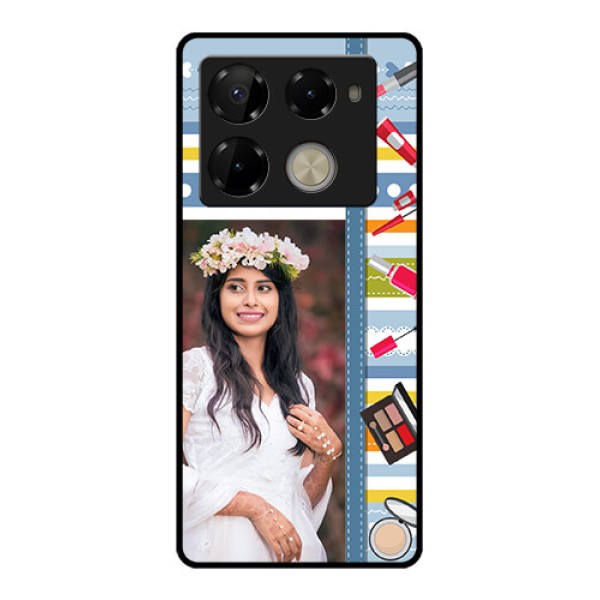 Infinix Note 40 Pro Plus 5G Custom Glass Phone Case - Makeup Icons Design