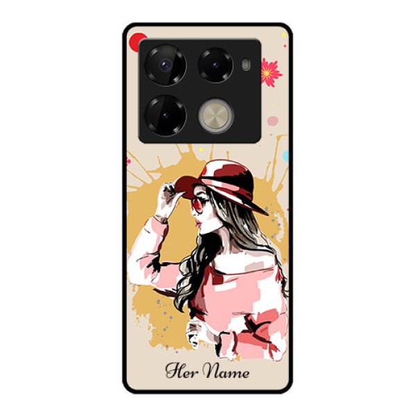 Infinix Note 40 Pro Plus 5G Custom Glass Phone Case - Women With Pink Hat Design Infinix Note 40 Pro Plus 5G Custom Glass Phone Case - Women With Pink Hat Design