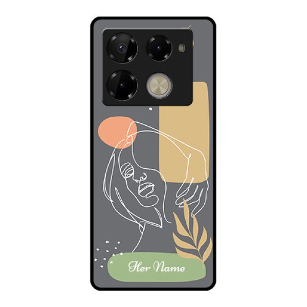Infinix Note 40 Pro Plus 5G Custom Glass Phone Case - Gazing Woman Line Art Design Infinix Note 40 Pro Plus 5G Custom Glass Phone Case - Gazing Woman Line Art Design