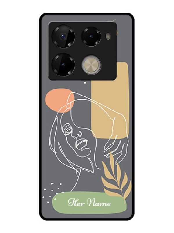Custom Infinix Note 40 Pro Plus 5G Custom Glass Phone Case - Gazing Woman Line Art Design