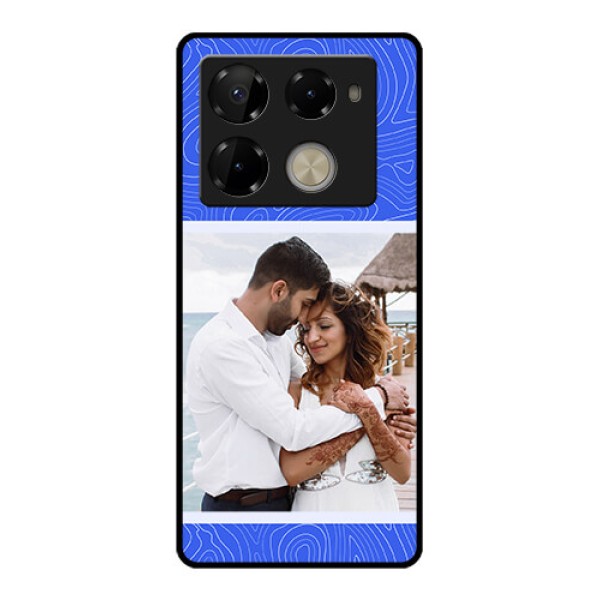 Infinix Note 40 Pro Plus 5G Custom Glass Phone Case - Curved Line Art With Blue And White Design Infinix Note 40 Pro Plus 5G Custom Glass Phone Case - Curved Line Art With Blue And White Design
