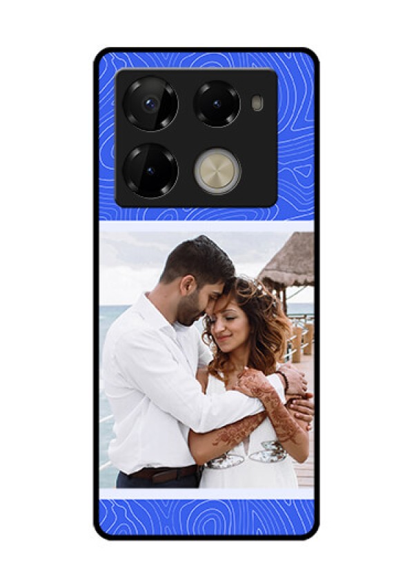 Infinix Note 40 Pro Plus 5G Custom Glass Phone Case - Curved Line Art With Blue And White Design