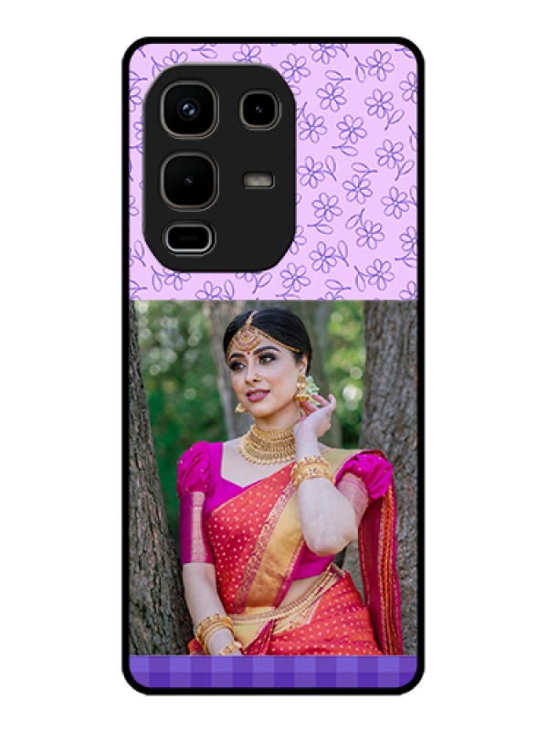 Custom Infinix Note 50s 5G Custom Glass Phone Case - Purple Floral Design