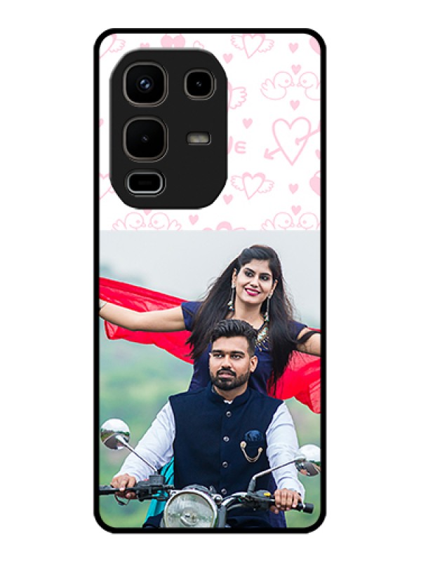 Custom Infinix Note 50s 5G Custom Glass Phone Case - Pink Flying Heart Design