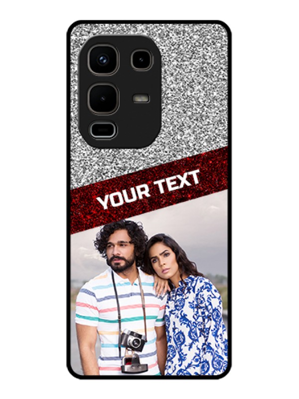 Custom Infinix Note 50s 5G Custom Glass Phone Case - Image Holder With Glitter Strip Design