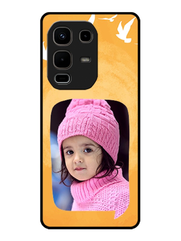 Custom Infinix Note 50s 5G Custom Glass Phone Case - Water Color Design With Bird Icons