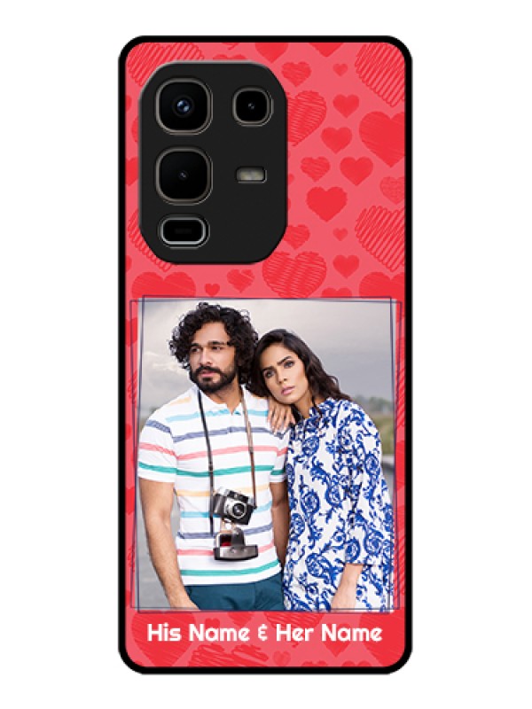 Custom Infinix Note 50s 5G Custom Glass Phone Case - With Red Heart Symbols Design