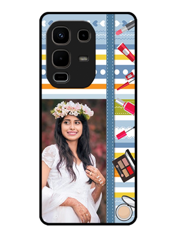 Custom Infinix Note 50s 5G Custom Glass Phone Case - Makeup Icons Design