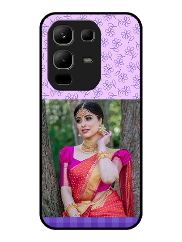 Custom Infinix Note 50x 5G Custom Glass Phone Case - Purple Floral Design