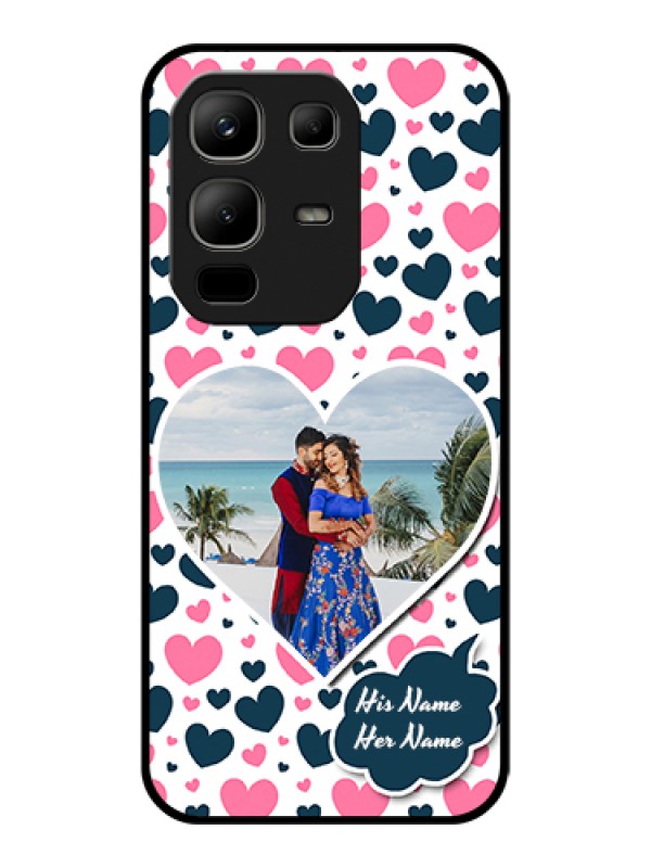 Custom Infinix Note 50x 5G Custom Glass Phone Case - Pink & Blue Heart Design