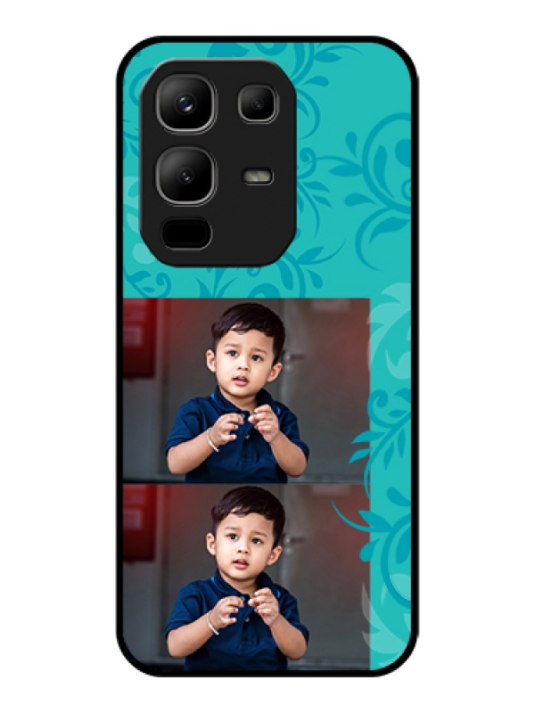 Custom Infinix Note 50x 5G Custom Glass Phone Case - With Photo And Green Floral Design
