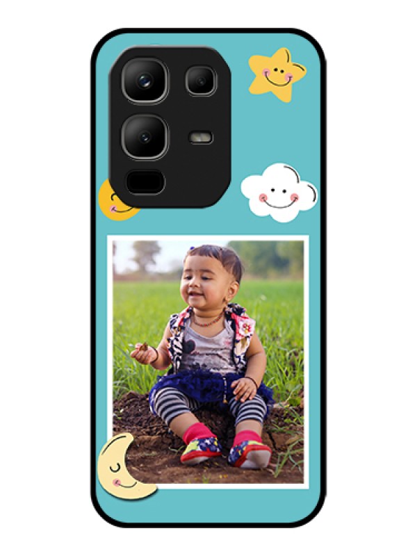 Custom Infinix Note 50x 5G Custom Glass Phone Case - Smiley Kids Stars Design