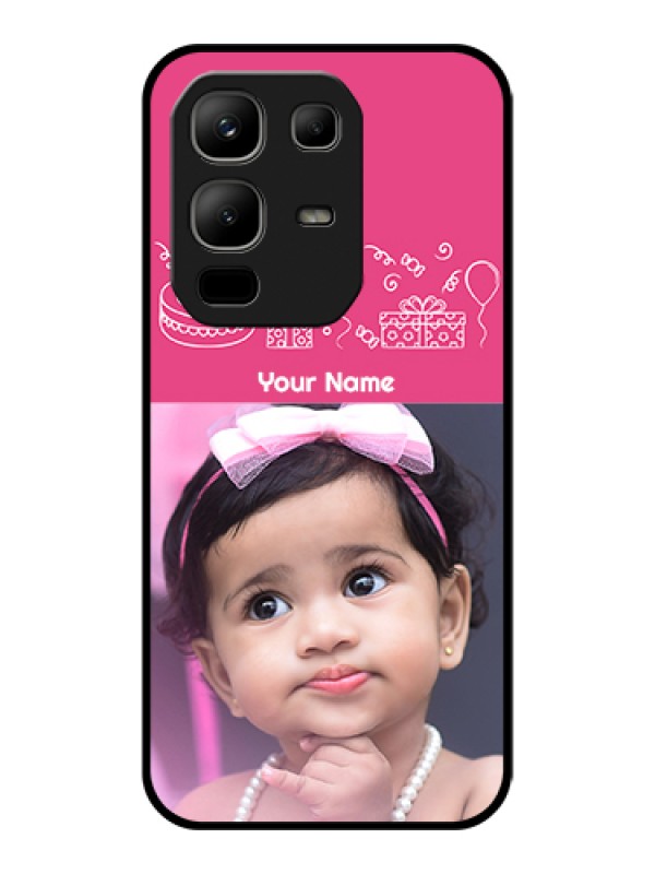 Custom Infinix Note 50x 5G Custom Glass Phone Case - With Birthday Line Art Design