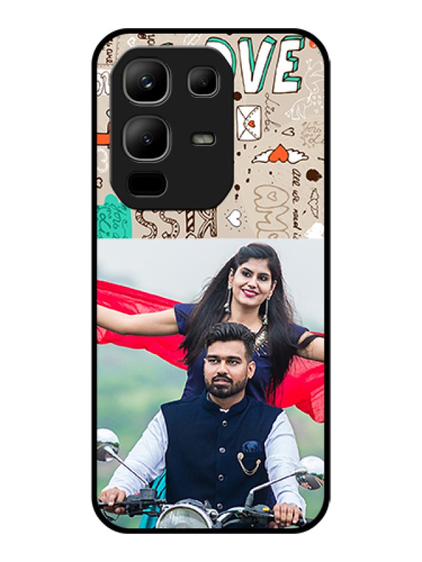Custom Infinix Note 50x 5G Custom Glass Phone Case - Love Doodle Pattern