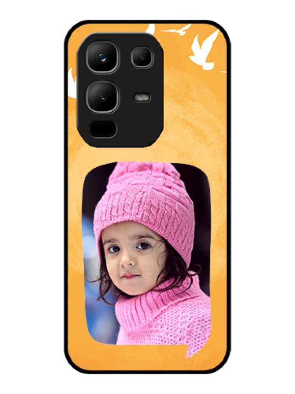 Custom Infinix Note 50x 5G Custom Glass Phone Case - Water Color Design With Bird Icons