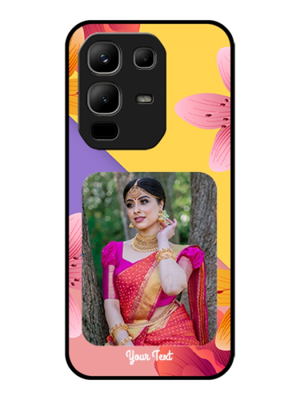 Custom Infinix Note 50x 5G Custom Glass Phone Case - 3 Image With Vintage Floral Design