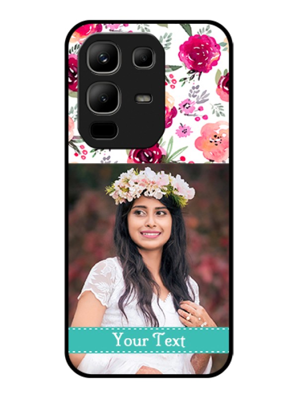 Custom Infinix Note 50x 5G Custom Glass Phone Case - Water Colors Floral Design