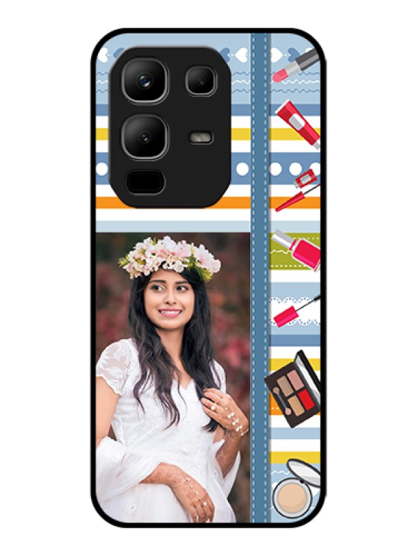 Custom Infinix Note 50x 5G Custom Glass Phone Case - Makeup Icons Design