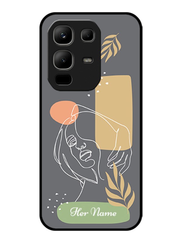 Custom Infinix Note 50x 5G Custom Glass Phone Case - Gazing Woman Line Art Design
