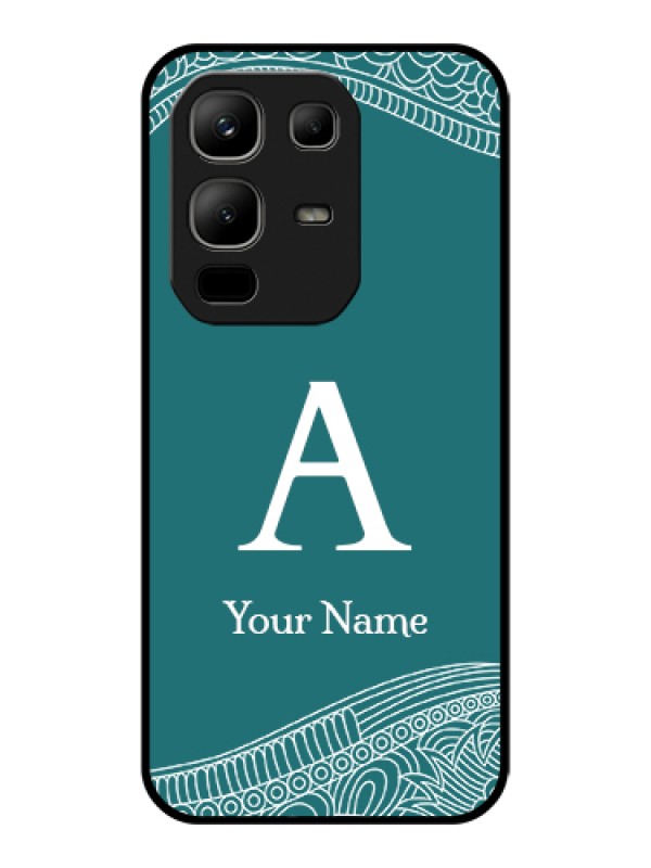 Custom Infinix Note 50x 5G Custom Glass Phone Case - Line Art Pattern With Custom Name Design