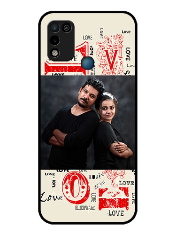 Custom Infinix Smart 5 Photo Printing on Glass Case - Trendy Love Design Case
