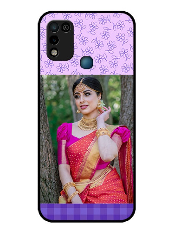 Custom Infinix Smart 5 Custom Glass Phone Case - Purple Floral Design