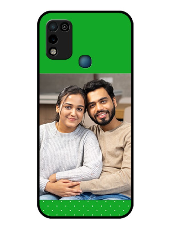 Custom Infinix Smart 5 Personalized Glass Phone Case - Green Pattern Design