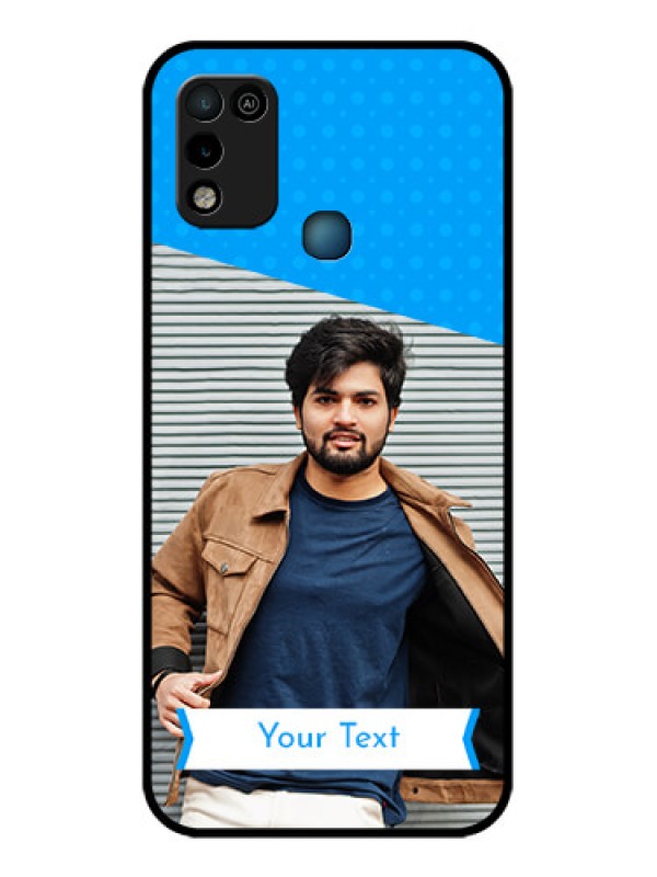 Custom Infinix Smart 5 Photo Printing on Glass Case - Simple Blue Color Design