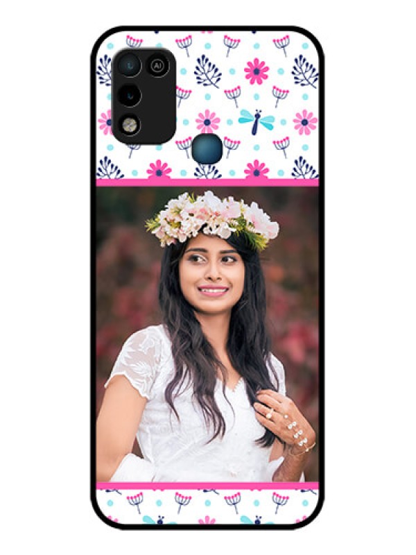 Custom Infinix Smart 5 Photo Printing on Glass Case - Colorful Flower Design