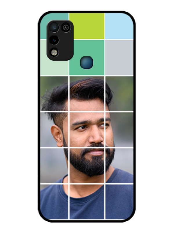 Custom Infinix Smart 5 Photo Printing on Glass Case - with white box pattern