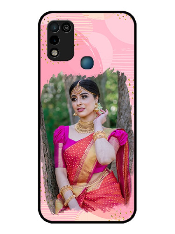 Custom Infinix Smart 5 Personalized Glass Phone Case - Gold Glitter Splash Design