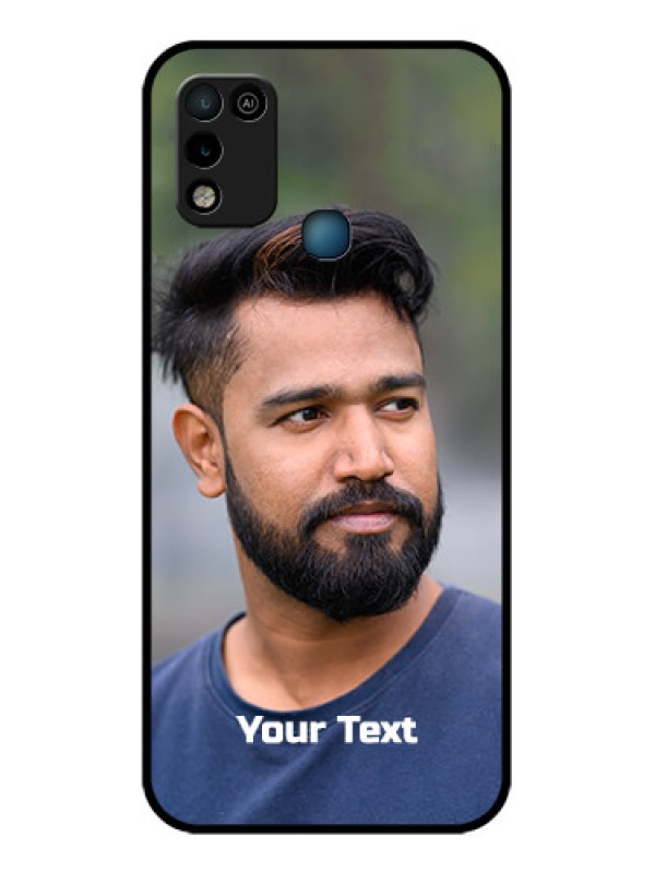 Custom Infinix Smart 5 Glass Mobile Cover: Photo with Text