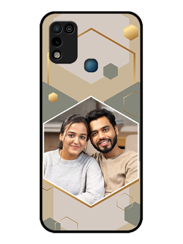 Custom Infinix Smart 5 Photo Printing on Glass Case - Stylish Hexagon Pattern Design