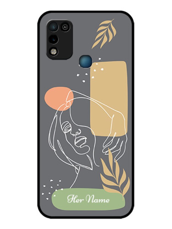 Custom Infinix Smart 5 Custom Glass Phone Case - Gazing Woman line art Design