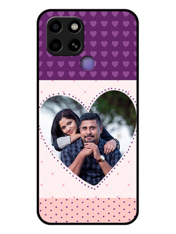 Custom Infinix Smart 6 Custom Glass Phone Case - Violet Love Dots Design