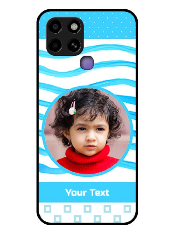 Custom Infinix Smart 6 Custom Glass Phone Case - Simple Blue Case Design