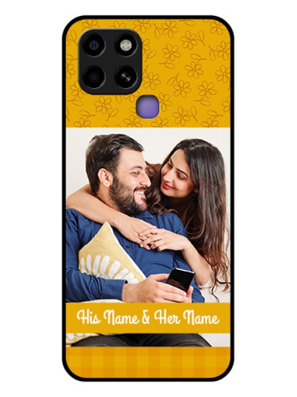 Custom Infinix Smart 6 Custom Glass Mobile Case - Yellow Floral Design