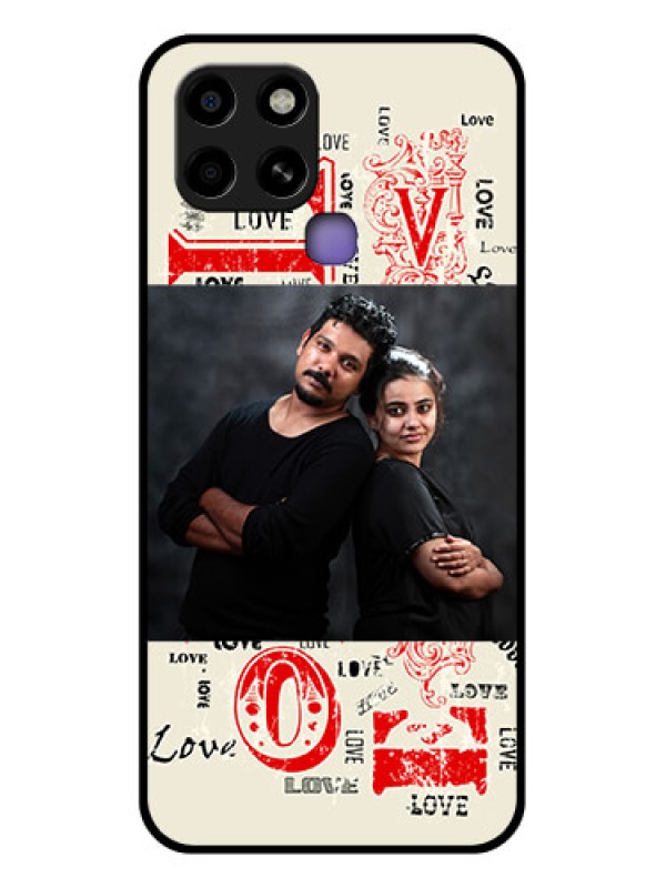 Custom Infinix Smart 6 Photo Printing on Glass Case - Trendy Love Design Case