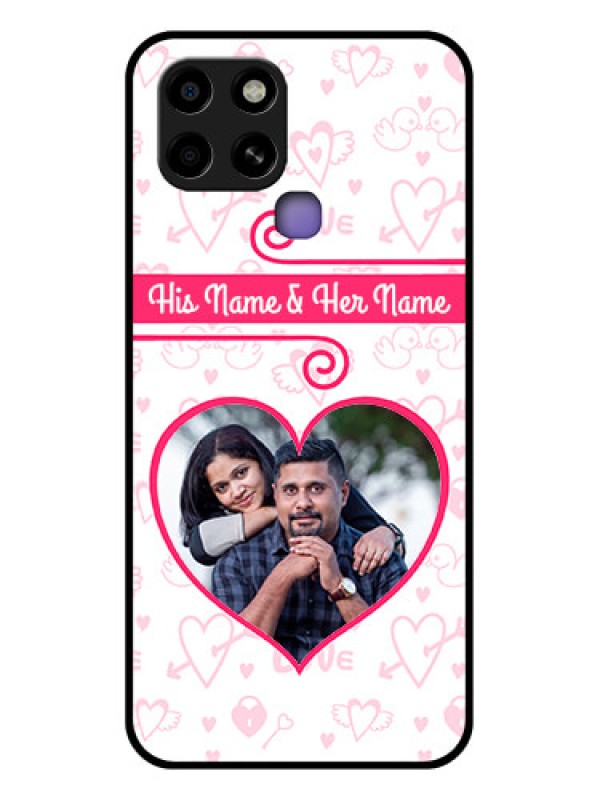 Custom Infinix Smart 6 Personalized Glass Phone Case - Heart Shape Love Design