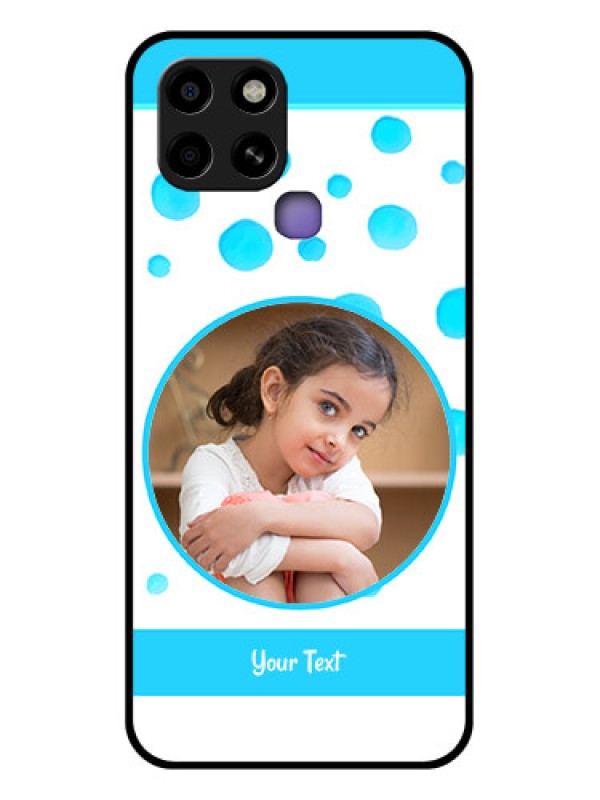 Custom Infinix Smart 6 Photo Printing on Glass Case - Blue Bubbles Pattern Design