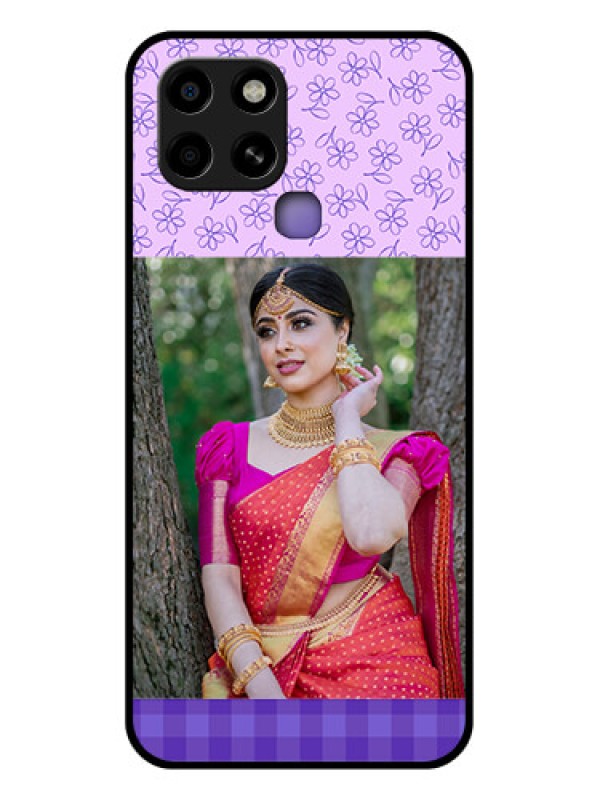 Custom Infinix Smart 6 Custom Glass Phone Case - Purple Floral Design