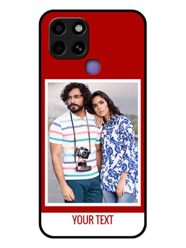 Custom Infinix Smart 6 Personalized Glass Phone Case - Simple Red Color Design