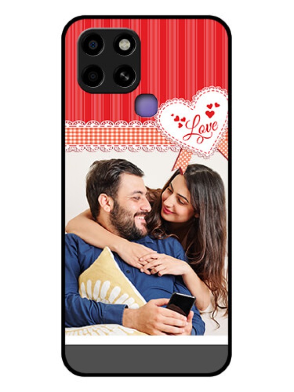 Custom Infinix Smart 6 Custom Glass Mobile Case - Red Love Pattern Design