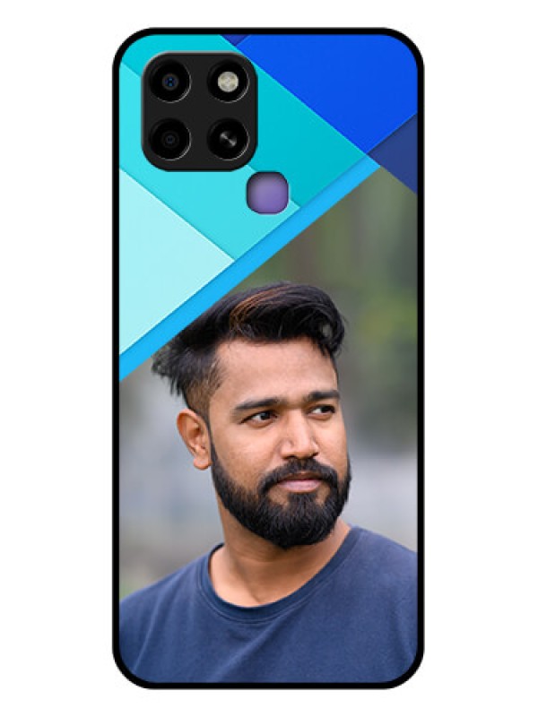 Custom Infinix Smart 6 Custom Glass Phone Case - Blue Pattern Design