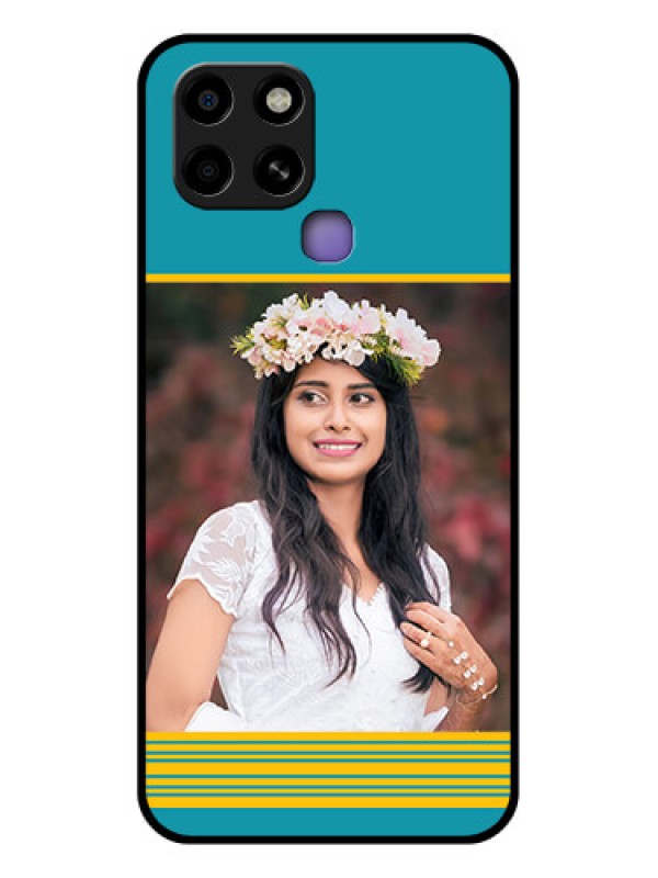 Custom Infinix Smart 6 Custom Glass Phone Case - Yellow & Blue Design