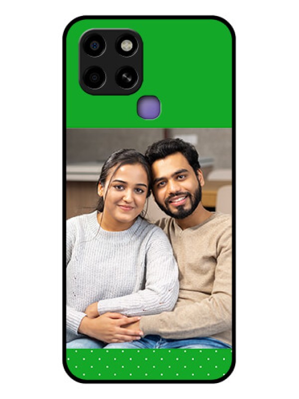 Custom Infinix Smart 6 Personalized Glass Phone Case - Green Pattern Design