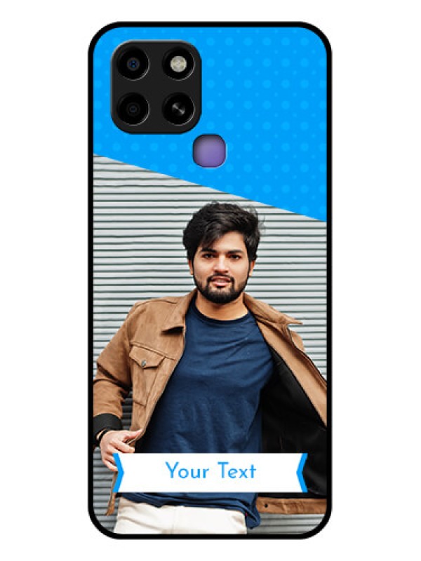 Custom Infinix Smart 6 Photo Printing on Glass Case - Simple Blue Color Design